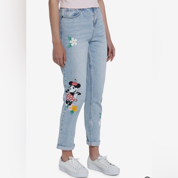 Disney Denim - Disney Mickey Minnie Mouse flower mom jeans nwt